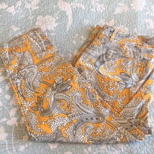J. Crew Yellow Paisley Print Pants
